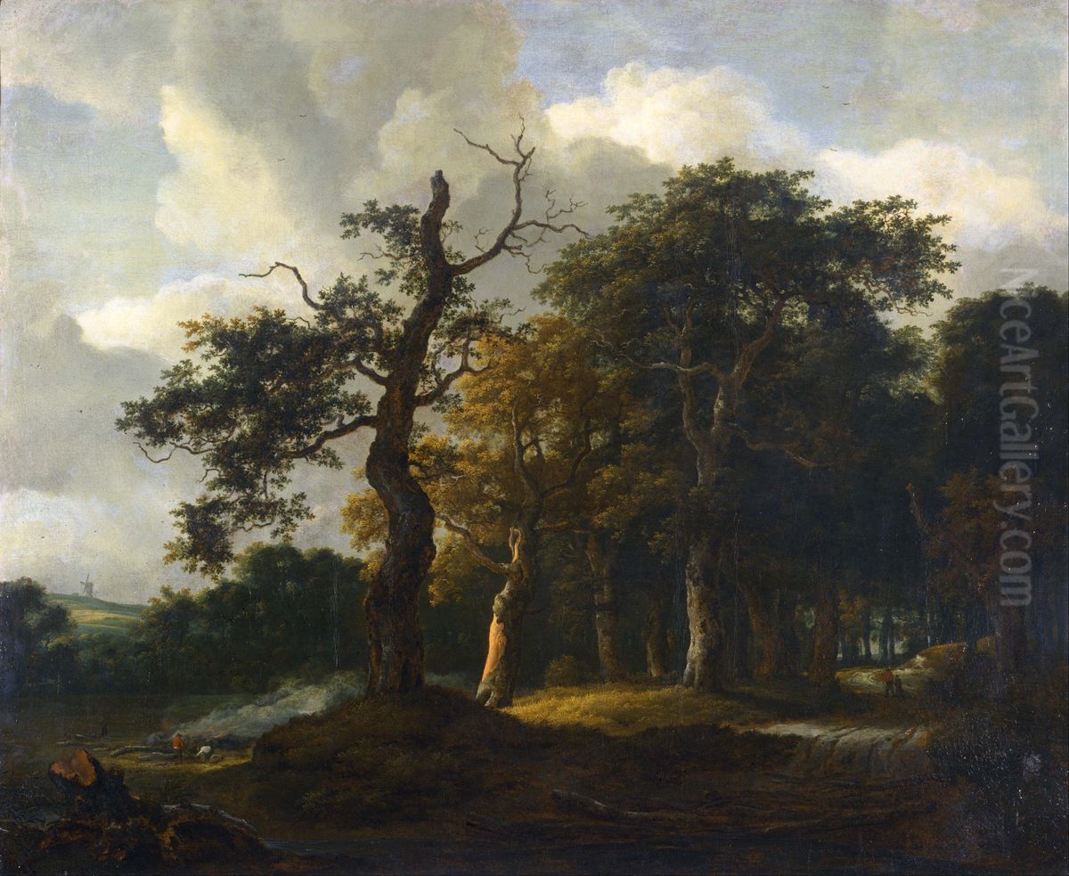 A Road through an Oak Wood Oil Painting by Jacob Van Ruisdael