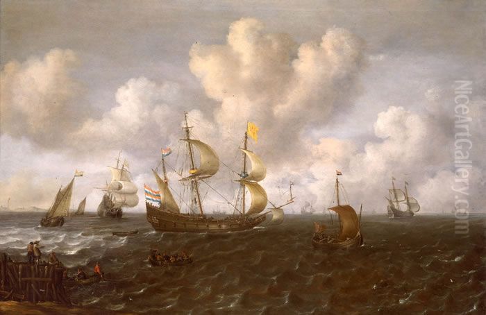 A Dutch Ship Before the Wind Oil Painting by unknown