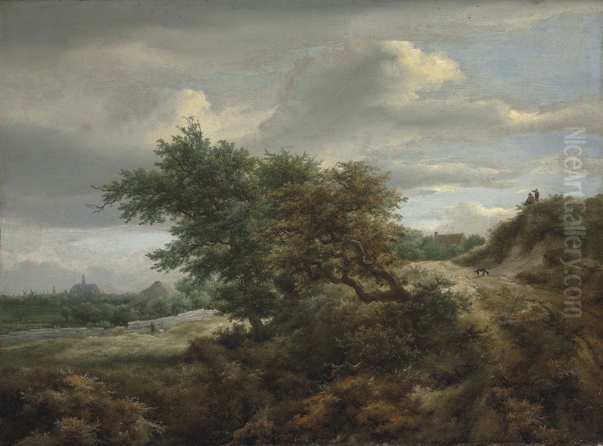 Dune landscape with the city of Haarlem on the horizon Oil Painting by Jacob Van Ruisdael