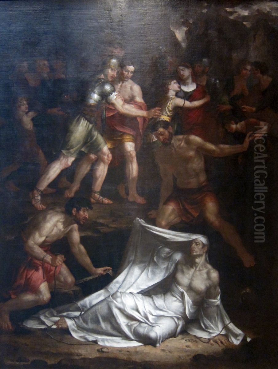 The Dead Man Restored to Life by Touching the Bones of theProphet Elisha Oil Painting by Washington Allston