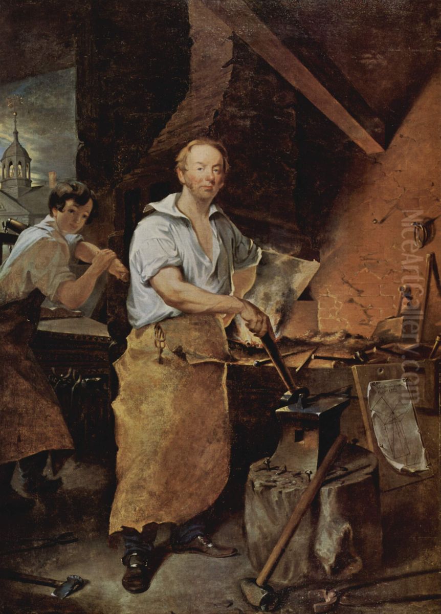 Pat Lyon at the Forge Oil Painting by John Neagle