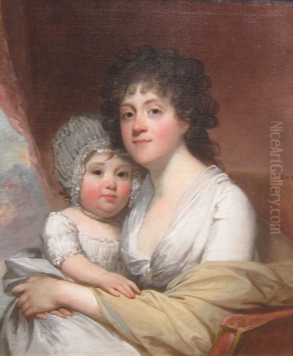 Mrs. Samuel Gatliff and Daughter Elizabeth Oil Painting by Gilbert Stuart