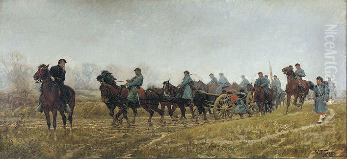 Battery of Light Artillery en Route Oil Painting by William B. T. Trego