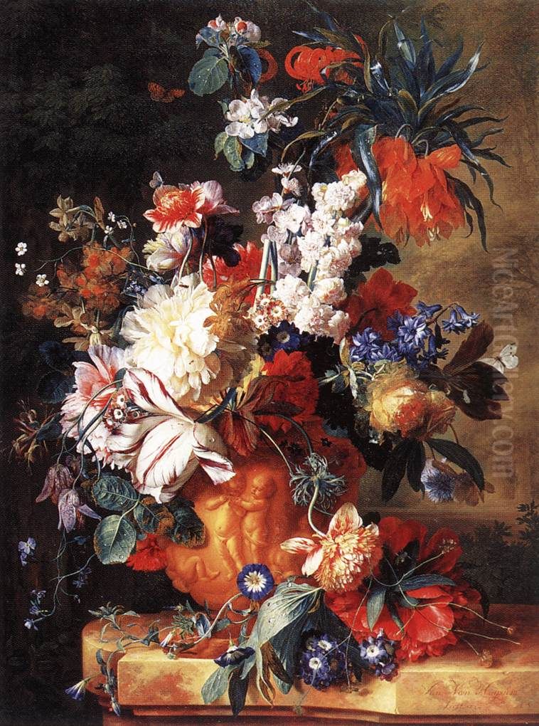 Bouquet of Flowers in an Urn Oil Painting by Jan Van Huysum