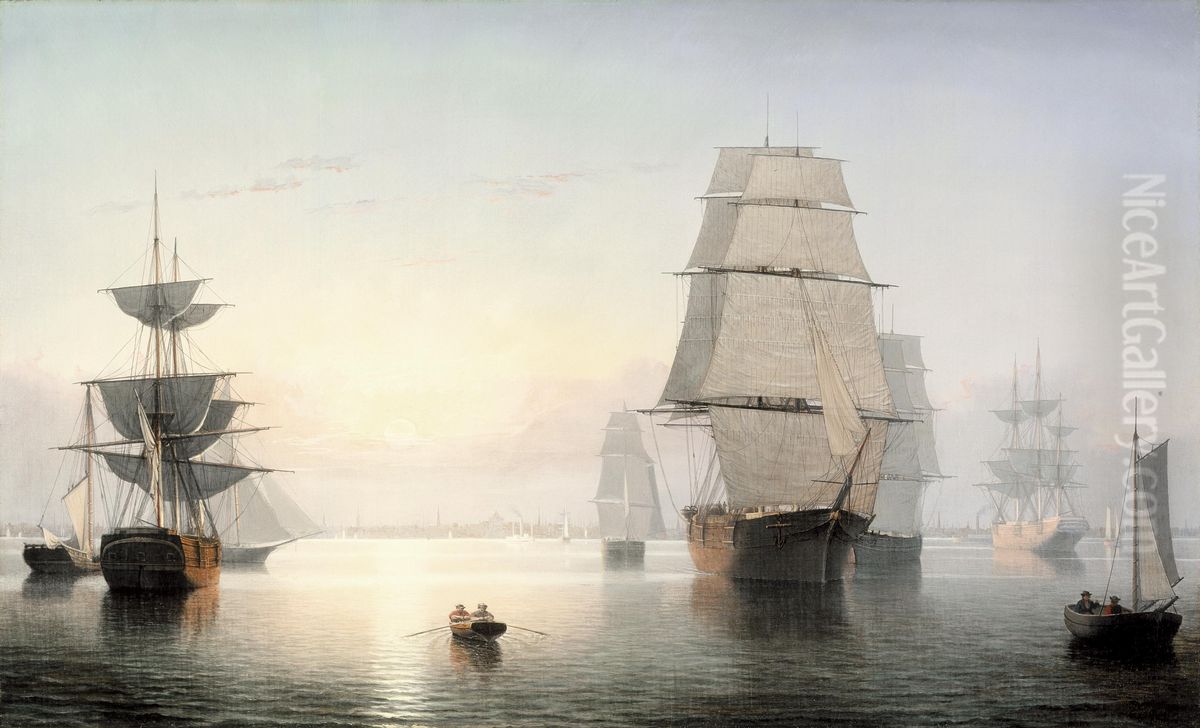 Boston Harbor, Sunset Oil Painting by Fitz Henry Lane