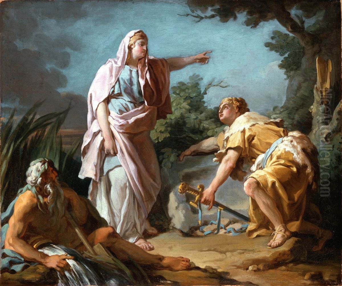 Aethra Showing her Son Theseus the Place Where his Father had Hidden his Arms Oil Painting by Nicolas-Guy Brenet