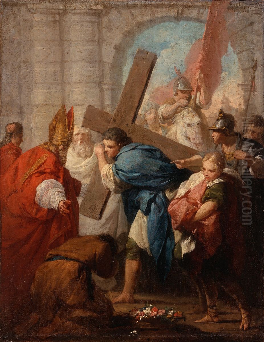 Heraclius Carrying the Cross Oil Painting by Pierre Subleyras