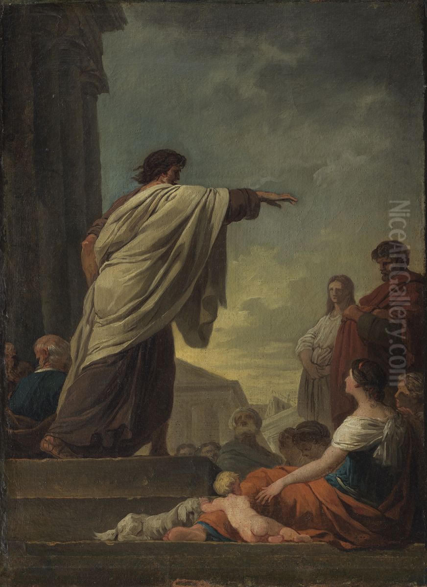 The Predication of Saint Paul Oil Painting by Joseph-Benoit Suvee
