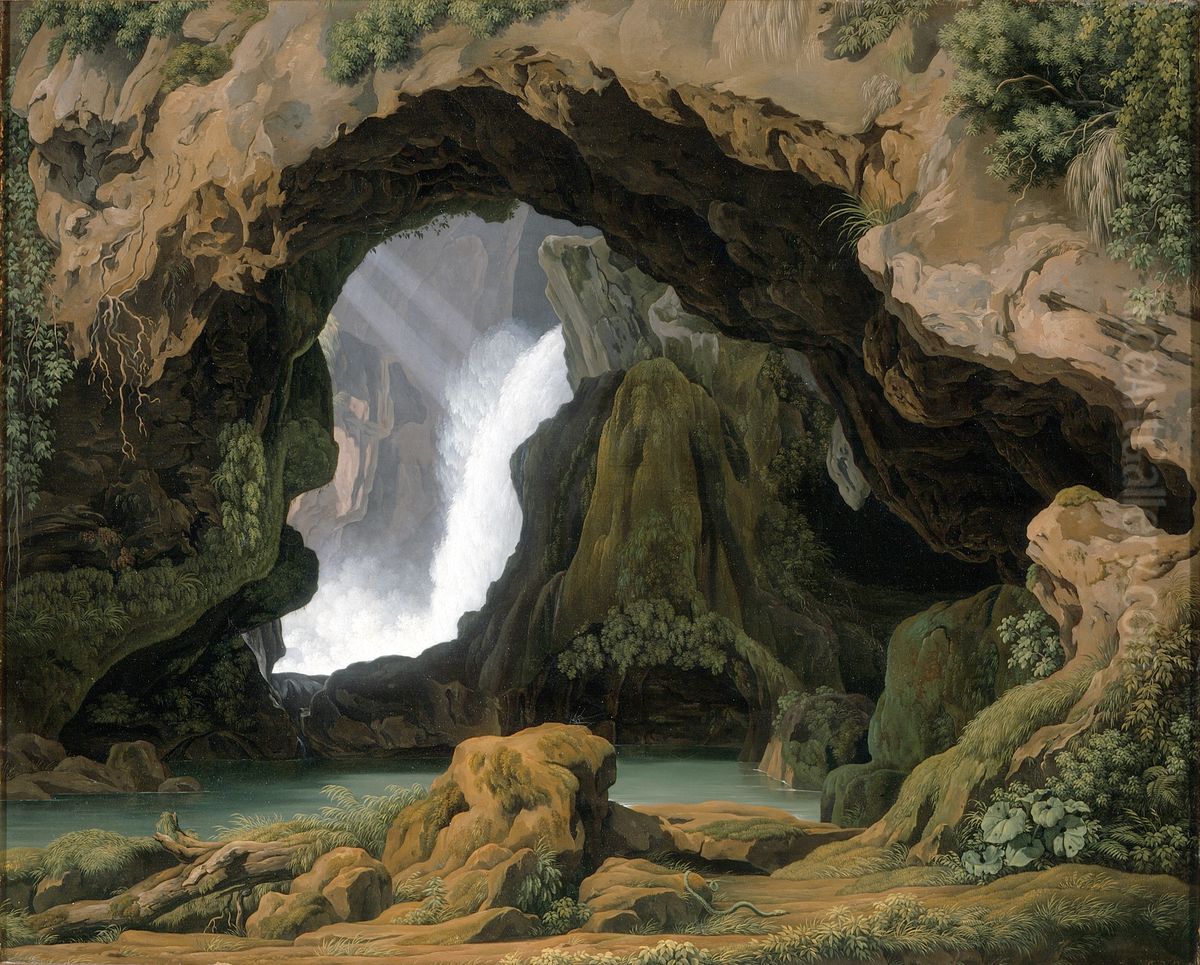 The Grotto of Neptune in Tivoli Oil Painting by Johann Martin Von Rohden