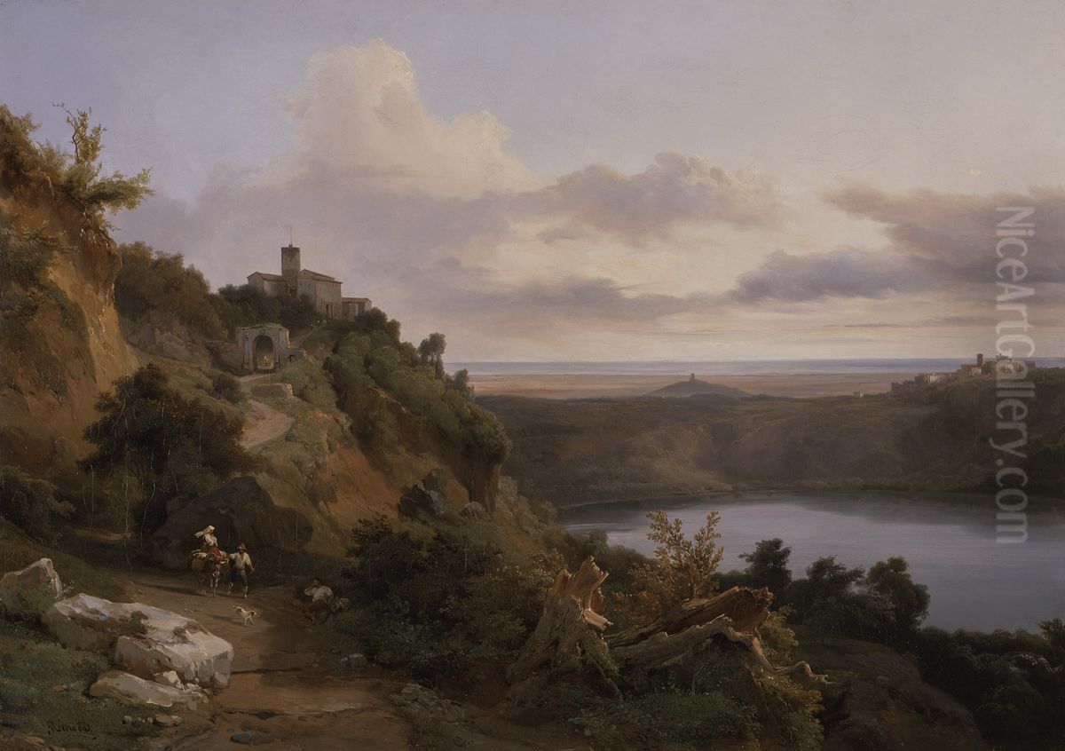 Lac de Nemi Oil Painting by Jean-Charles-Joseph Remond