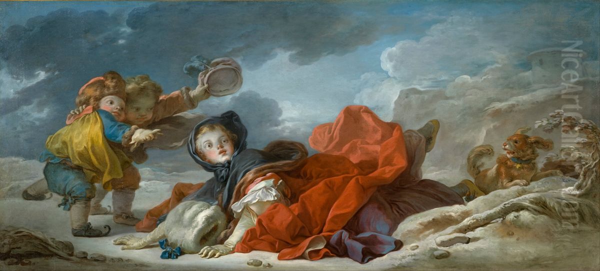 Winter Oil Painting by Jean-Honore Fragonard