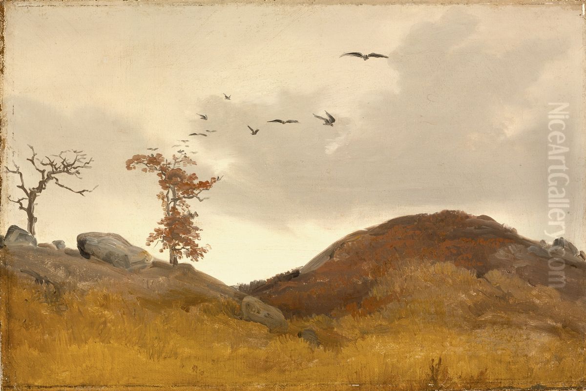 Landscape with Crows Oil Painting by Karl Friedrich Lessing