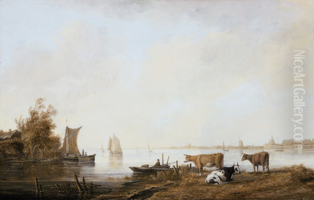 View of the (Old) Maas near Dordrecht Oil Painting by Aelbert Cuyp