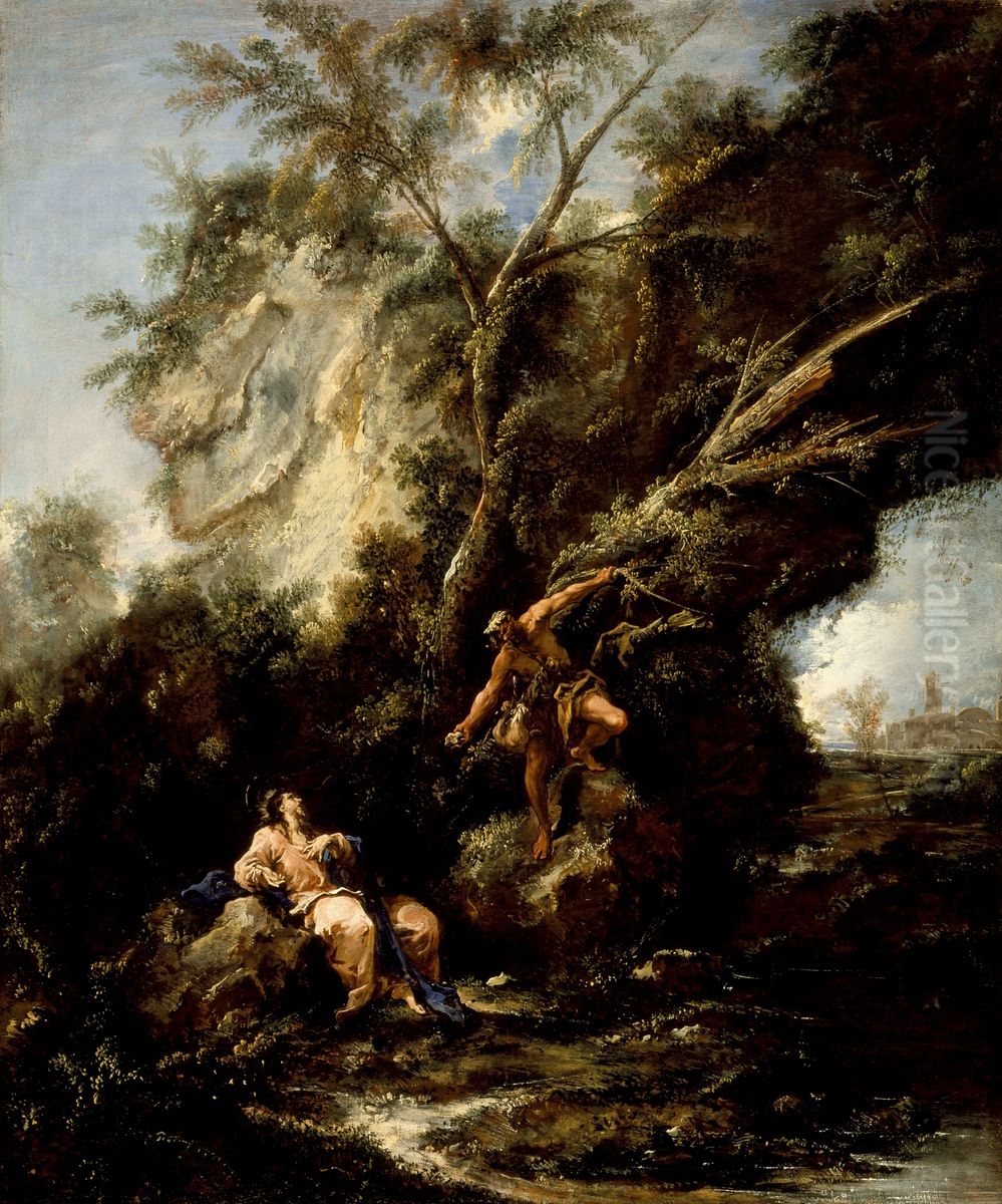 Landscape with the Temptation of Christ Oil Painting by Alessandro Magnasco
