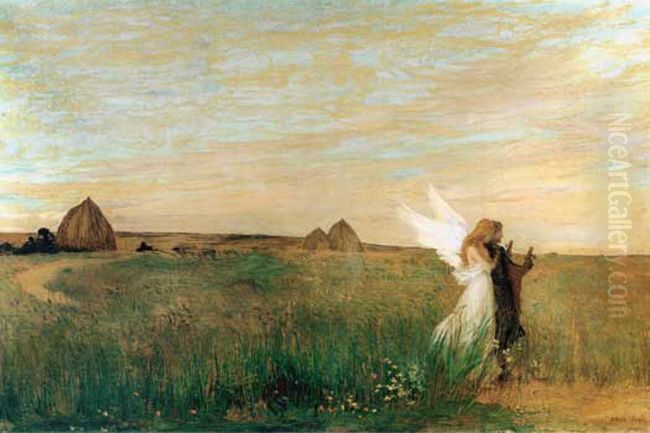 Hesiod Listening to the Inspiration of the Muse Oil Painting by Edmond-Francois Aman-Jean