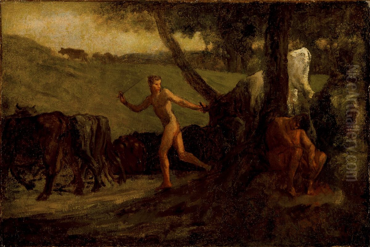 Study for 'Mercury Leading the Cows of Argus to Water' Oil Painting by Jean-Francois Millet