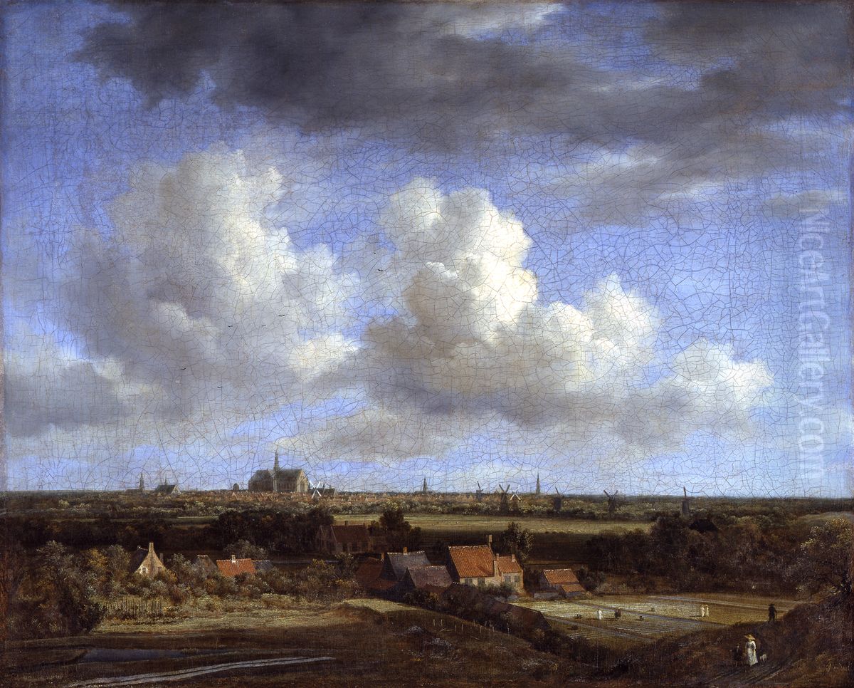Landscape with the view of Haarlem Oil Painting by Jacob Van Ruisdael