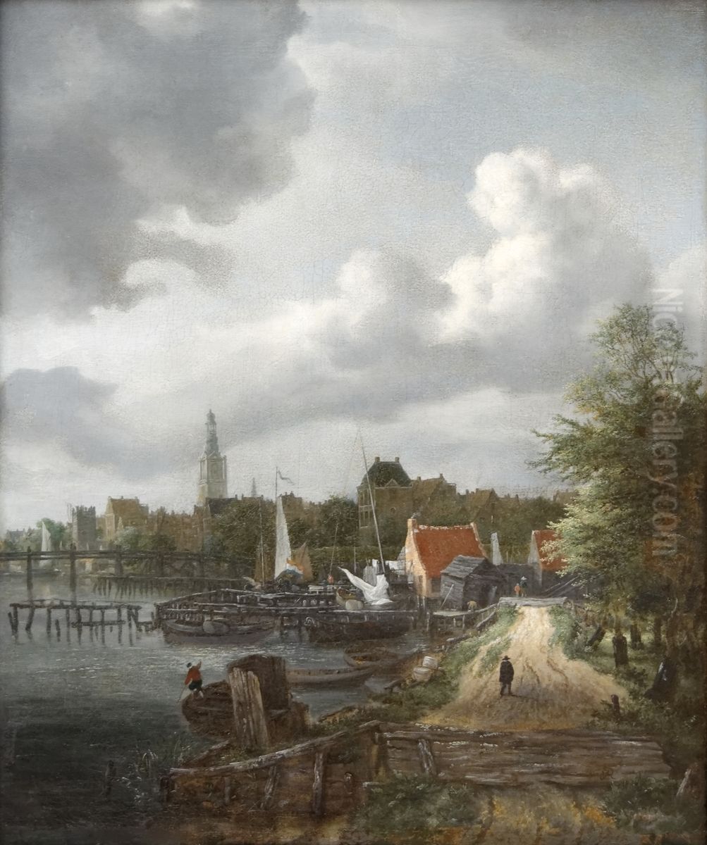 View of the Binnenamstel in Amsterdam Oil Painting by Jacob Van Ruisdael