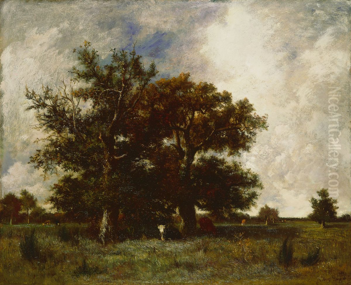 Fontainebleau Oaks Oil Painting by Jules Dupre