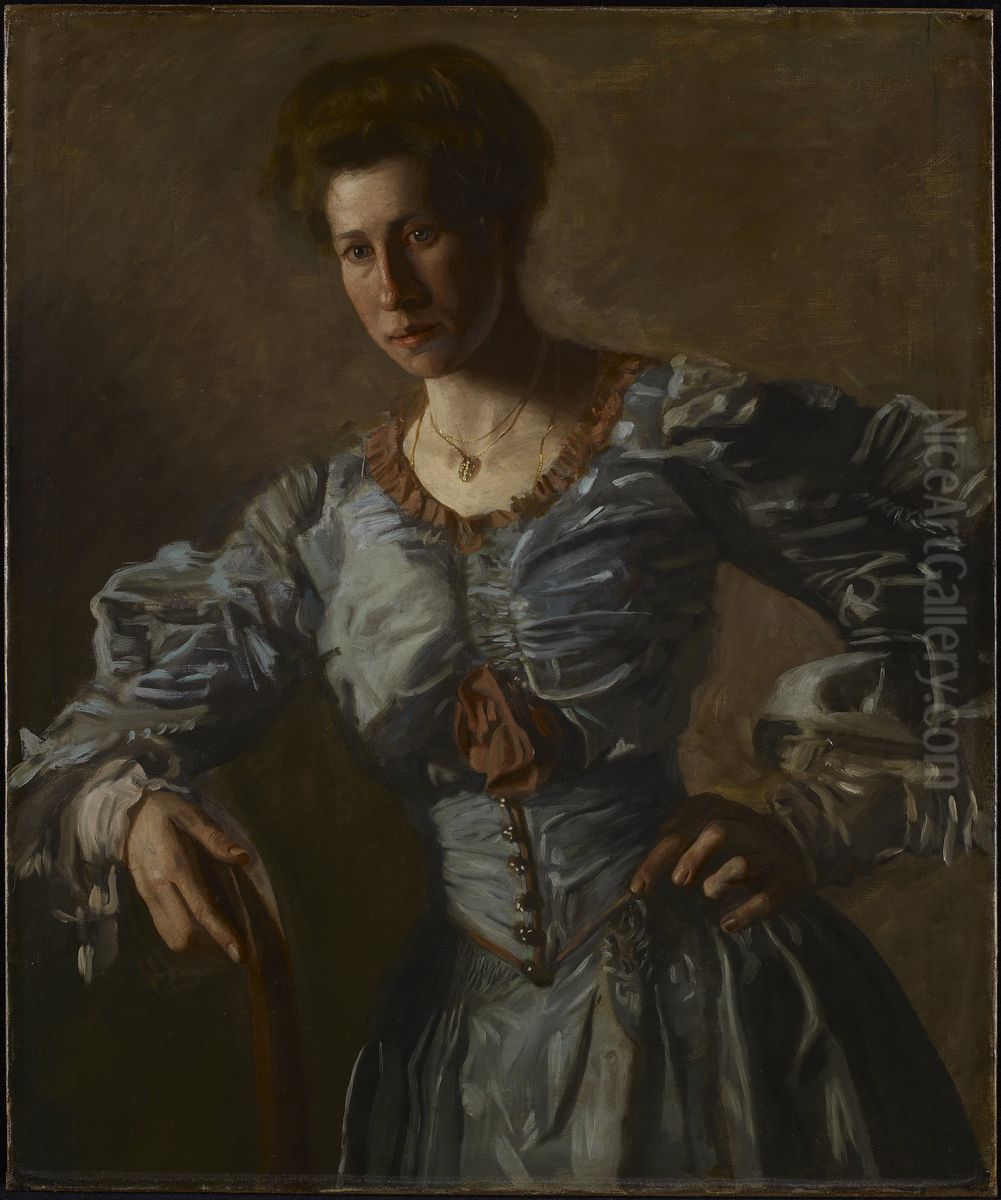 Portrait of Elizabeth L. Burton Oil Painting by Thomas Cowperthwait Eakins
