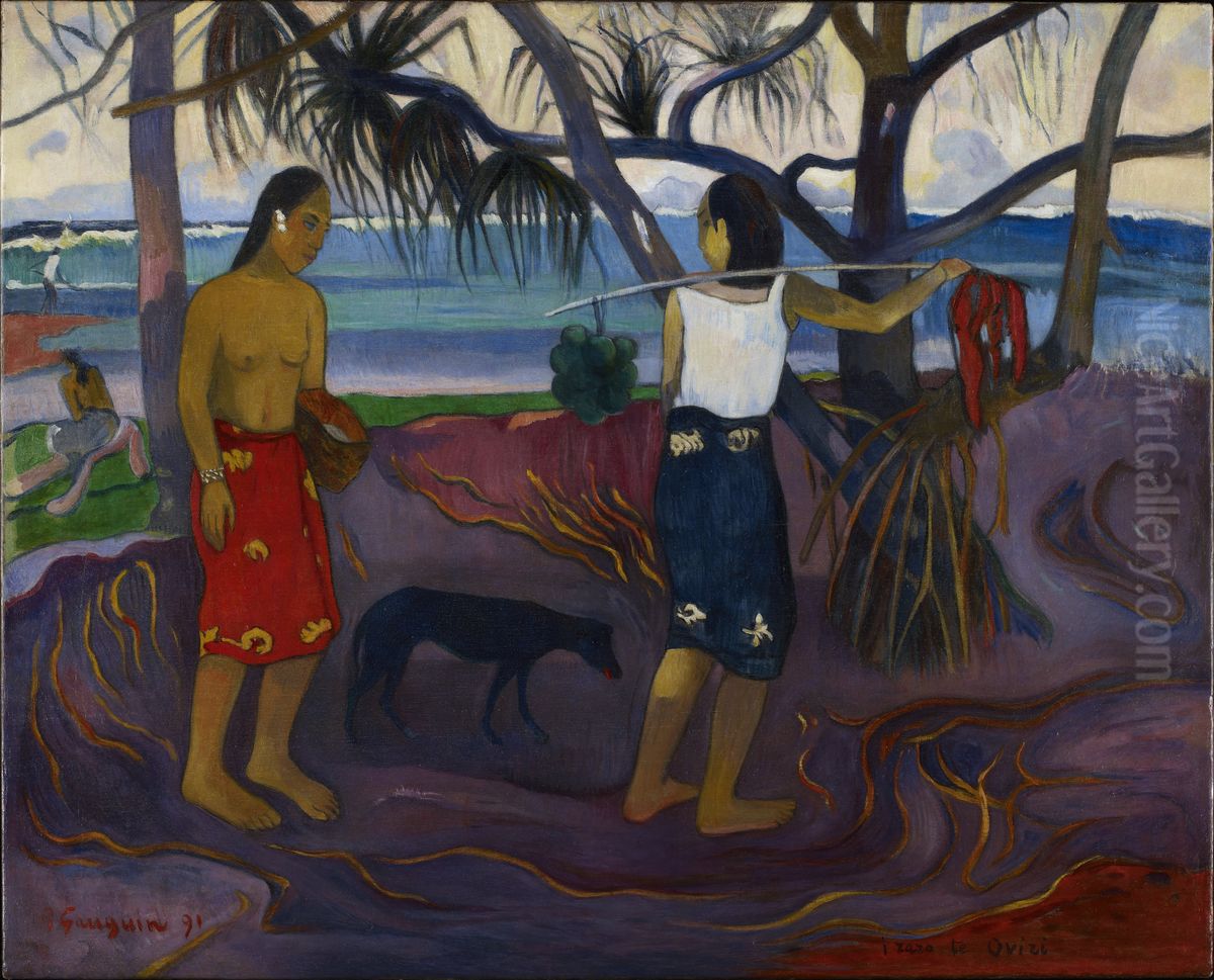 Under the Pandanus II Oil Painting by Paul Gauguin