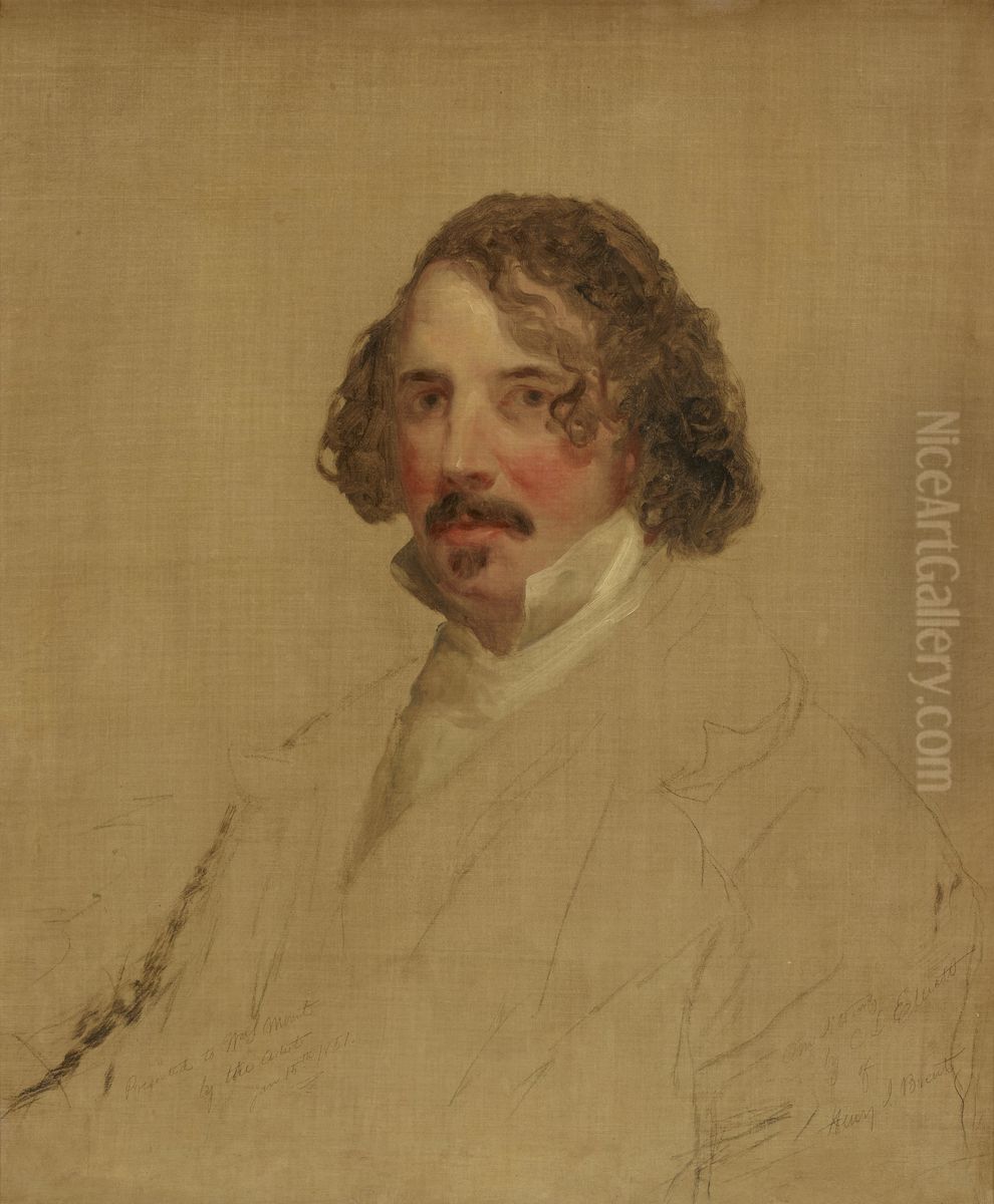Unfinished Portrait of Henry J. Brent, 1811-1850 Oil Painting by Charles Loring Elliott