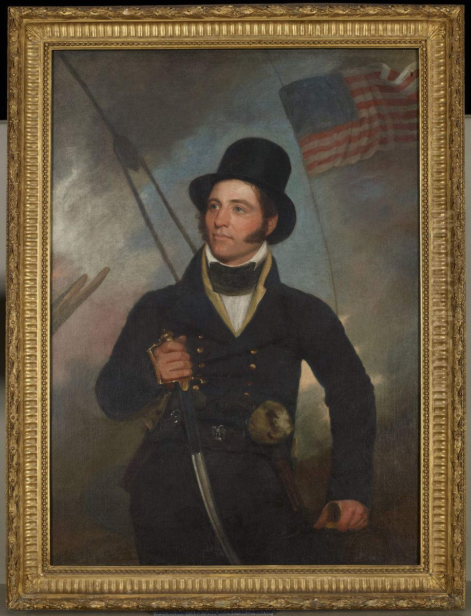 Portrait of Captain Samuel Chester Reid (1783-1861) Oil Painting by John Wesley Jarvis
