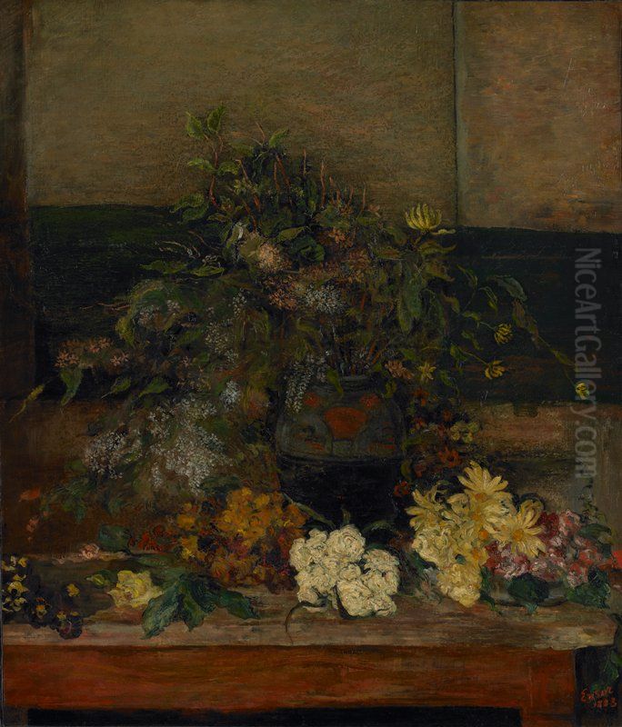 Meadow Flowers Oil Painting by James Ensor