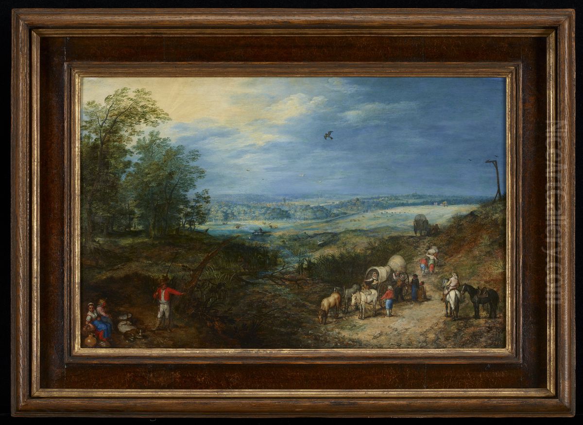 Landscape with Peasants Oil Painting by Jan Brughel