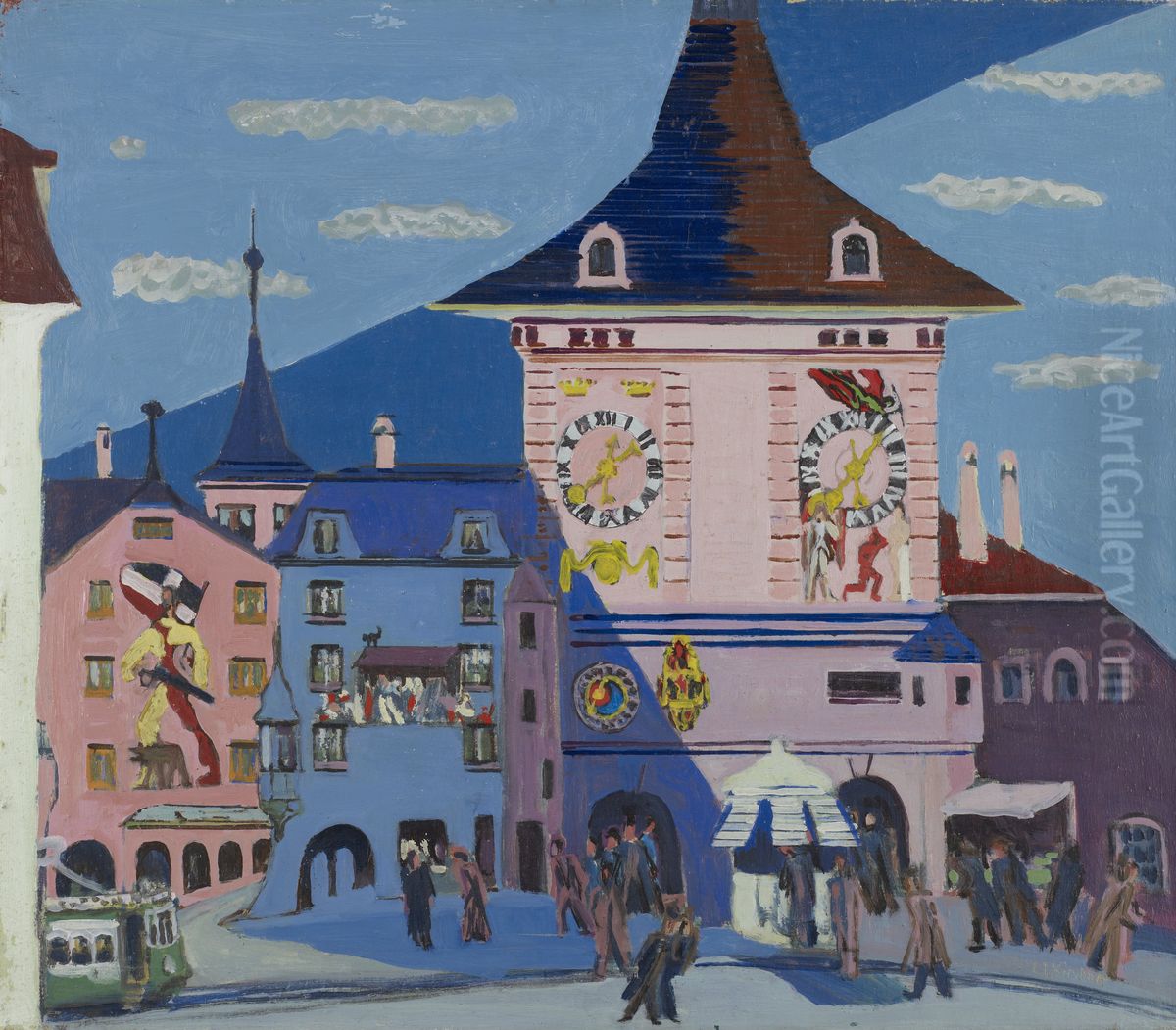Bern with Belltower Oil Painting by Ernst Ludwig Kirchner