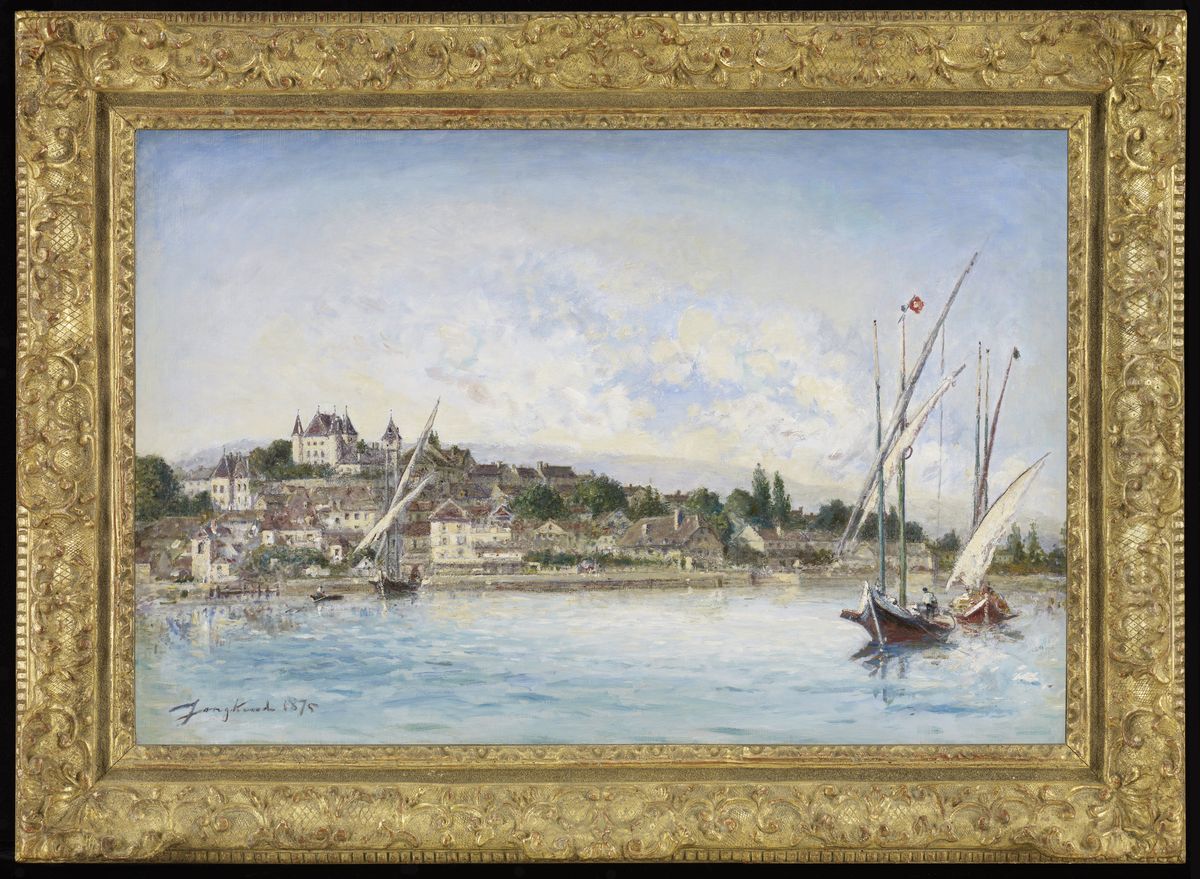 View of Lake Leman at Nyon Oil Painting by Johan Jongkind