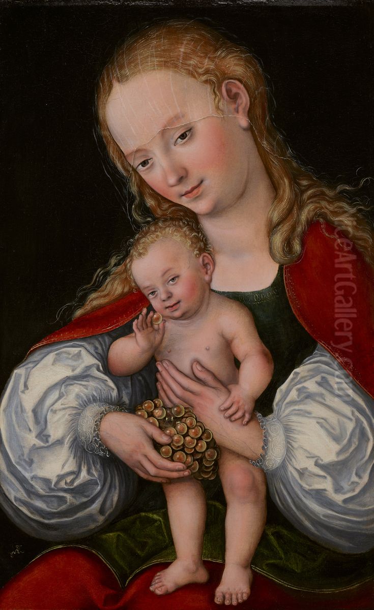 Madonna and Child with Grapes Oil Painting by Lucas Cranach the Elder