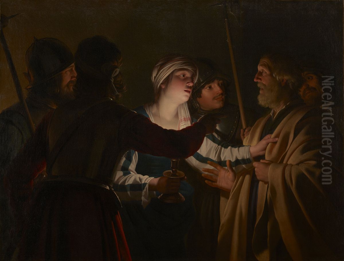 The Denial of St. Peter Oil Painting by Gerard van Honthorst