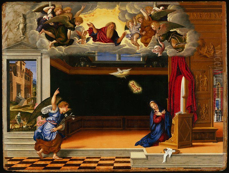 Annunciation Oil Painting by Girolamo da Santacroce
