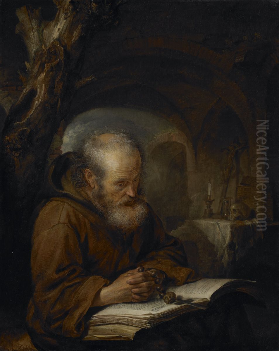 A Hermit Praying Oil Painting by Gerrit Dou