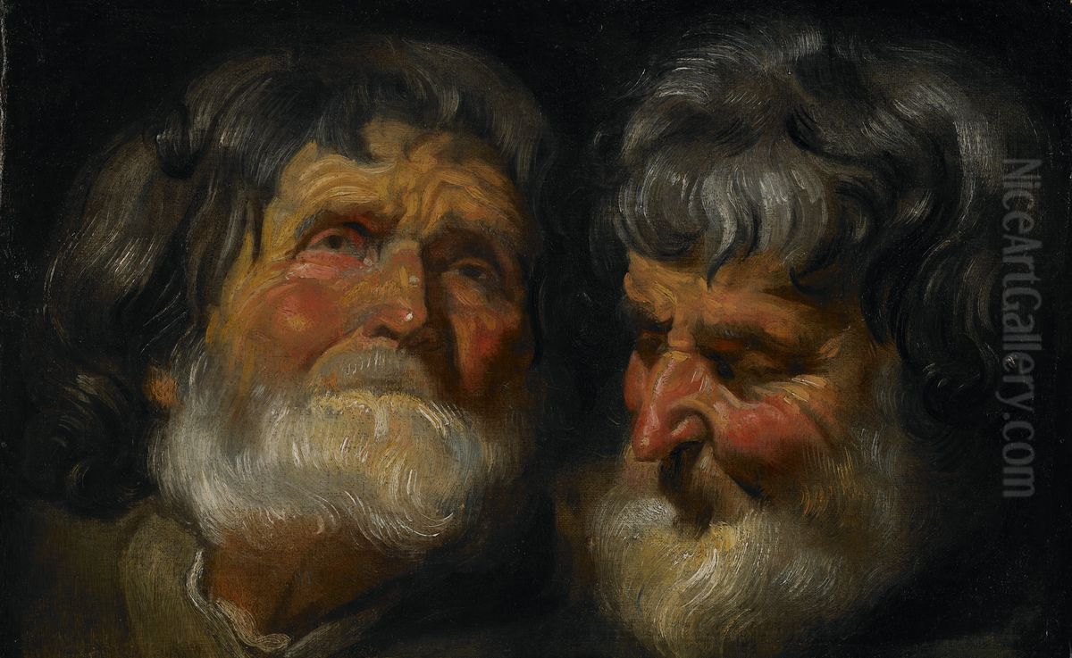 Two Studies of the Head of an Old Man Oil Painting by Jacob Jordaens