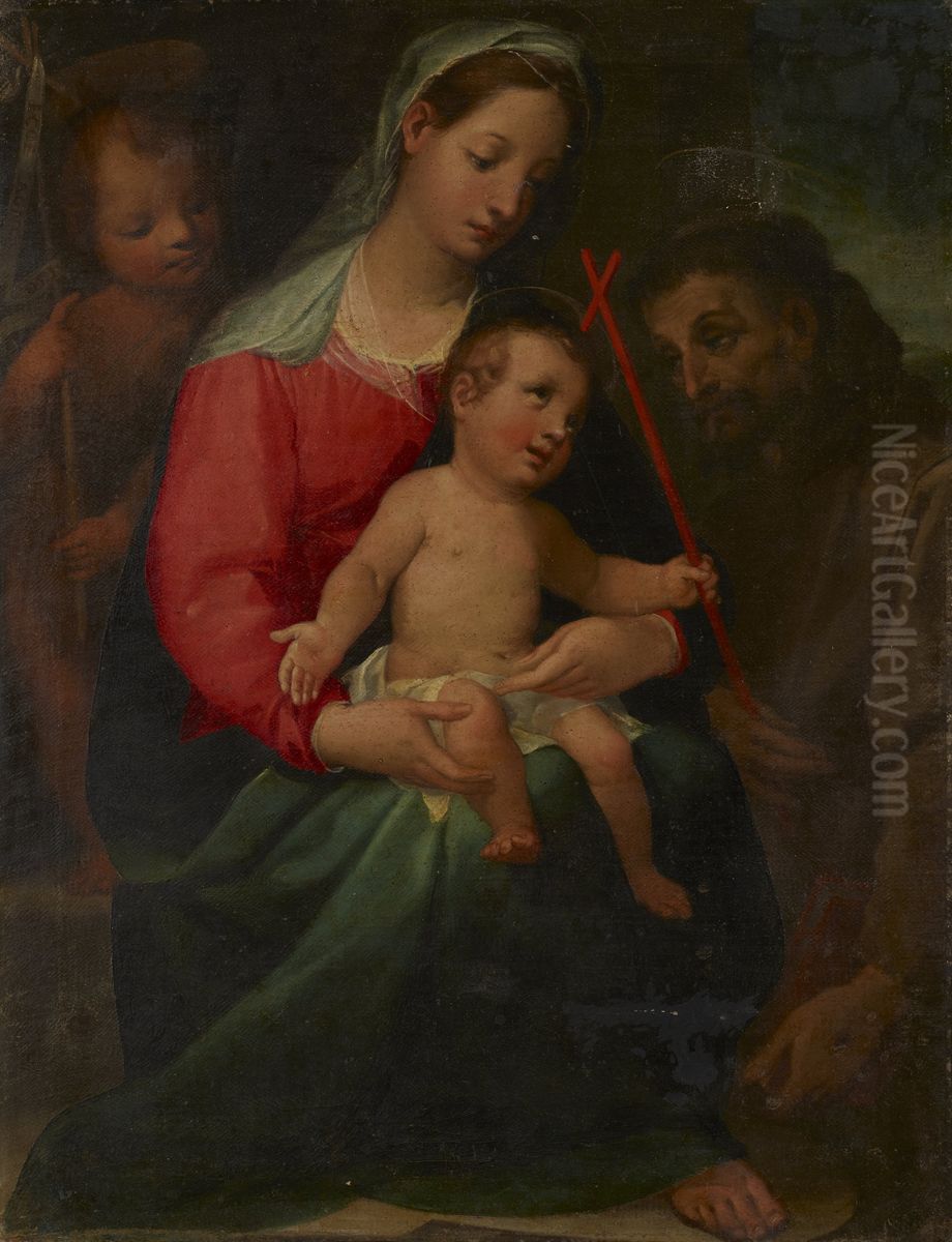 Madonna and Child with the Infant Saint John the Baptist and Saint Francis Oil Painting by Vincenzo Rustici