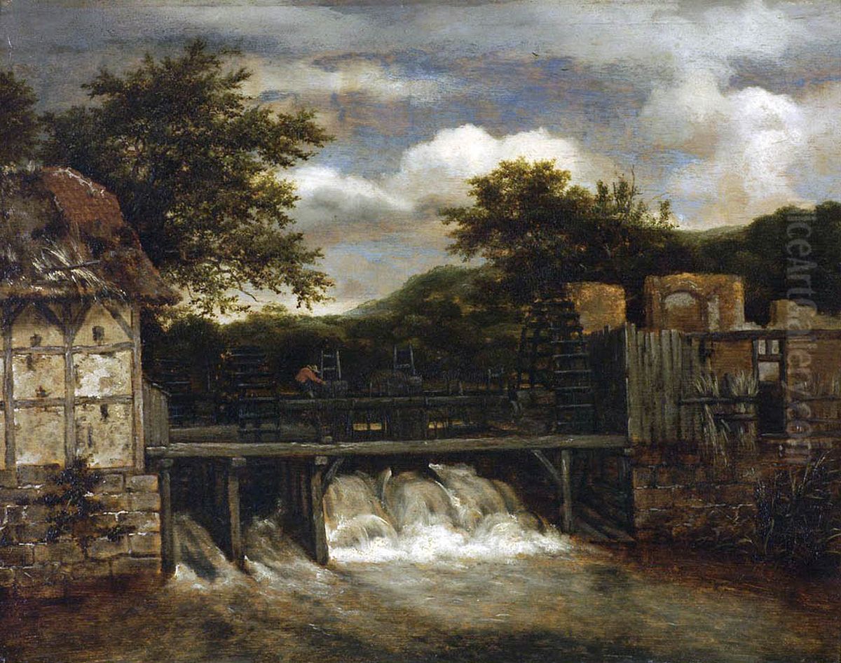 Les deux moulins Oil Painting by Jacob Van Ruisdael