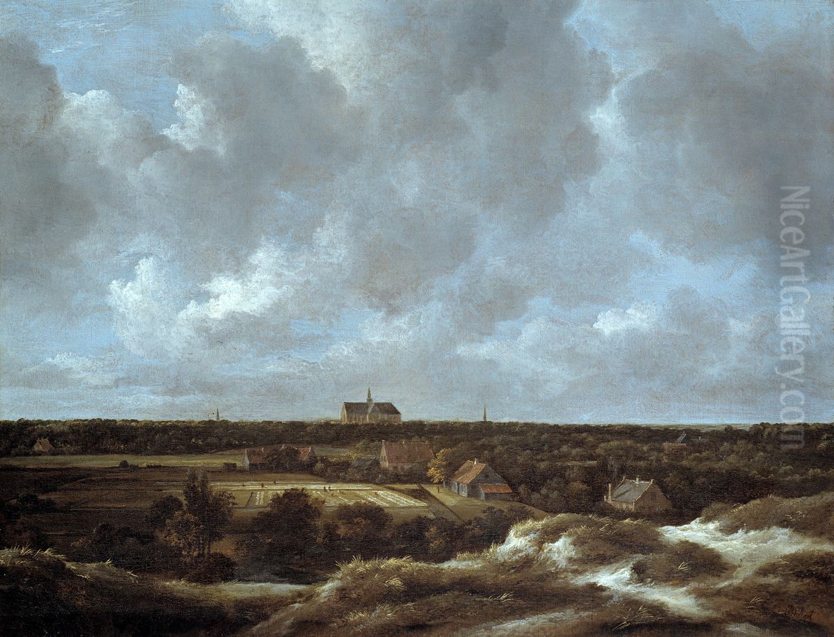 A View of Haarlem and Bleaching Fields Oil Painting by Jacob Van Ruisdael