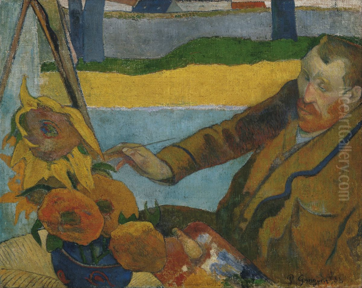 Van Gogh peignant des tournesols Oil Painting by Paul Gauguin