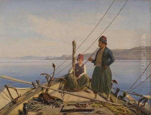The aft part of a Greek vessel Oil Painting by Martinus Rorbye