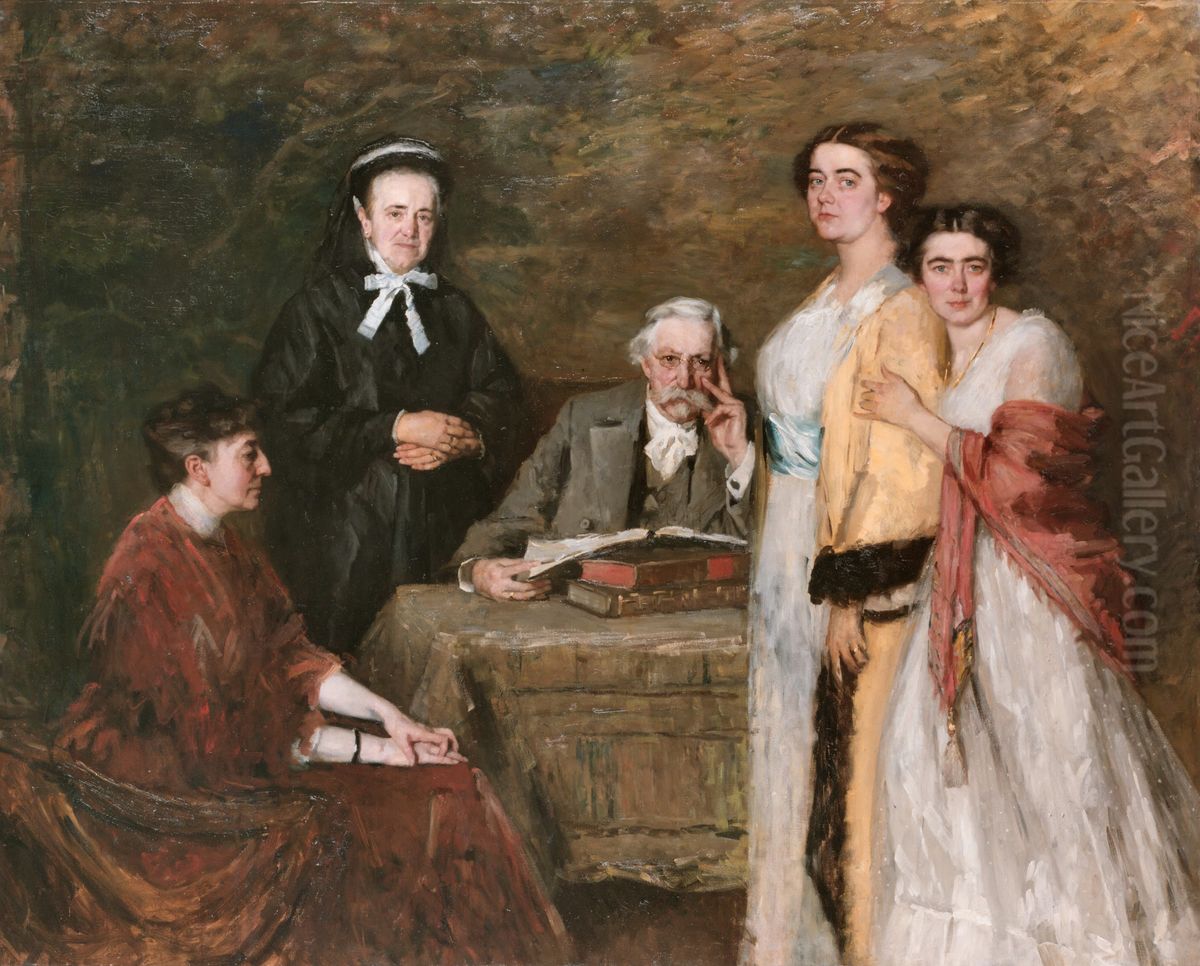 My roommates Oil Painting by Therese Schwartze