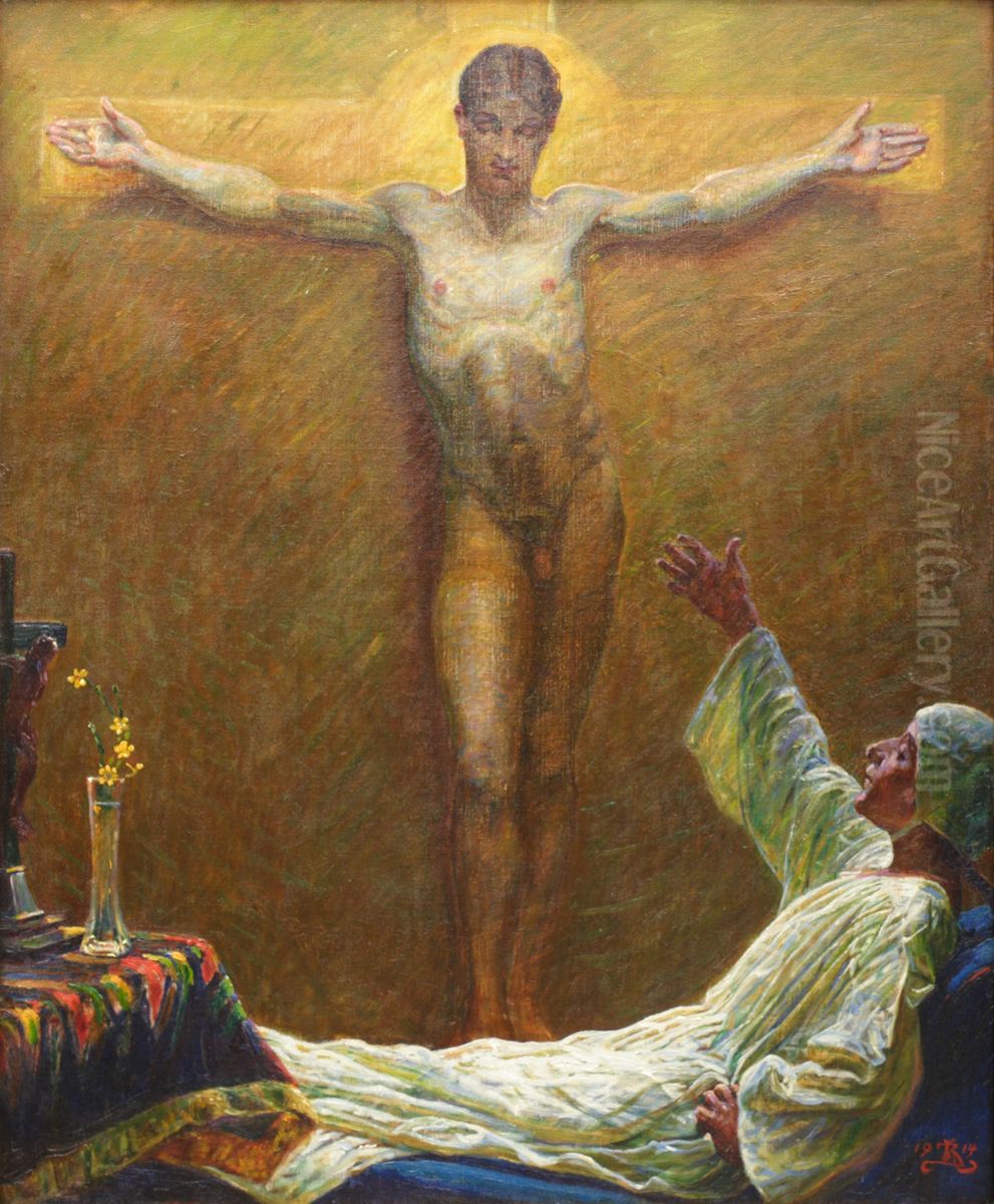 Saint Catherine of Sienna Oil Painting by Kristian Zahrtmann