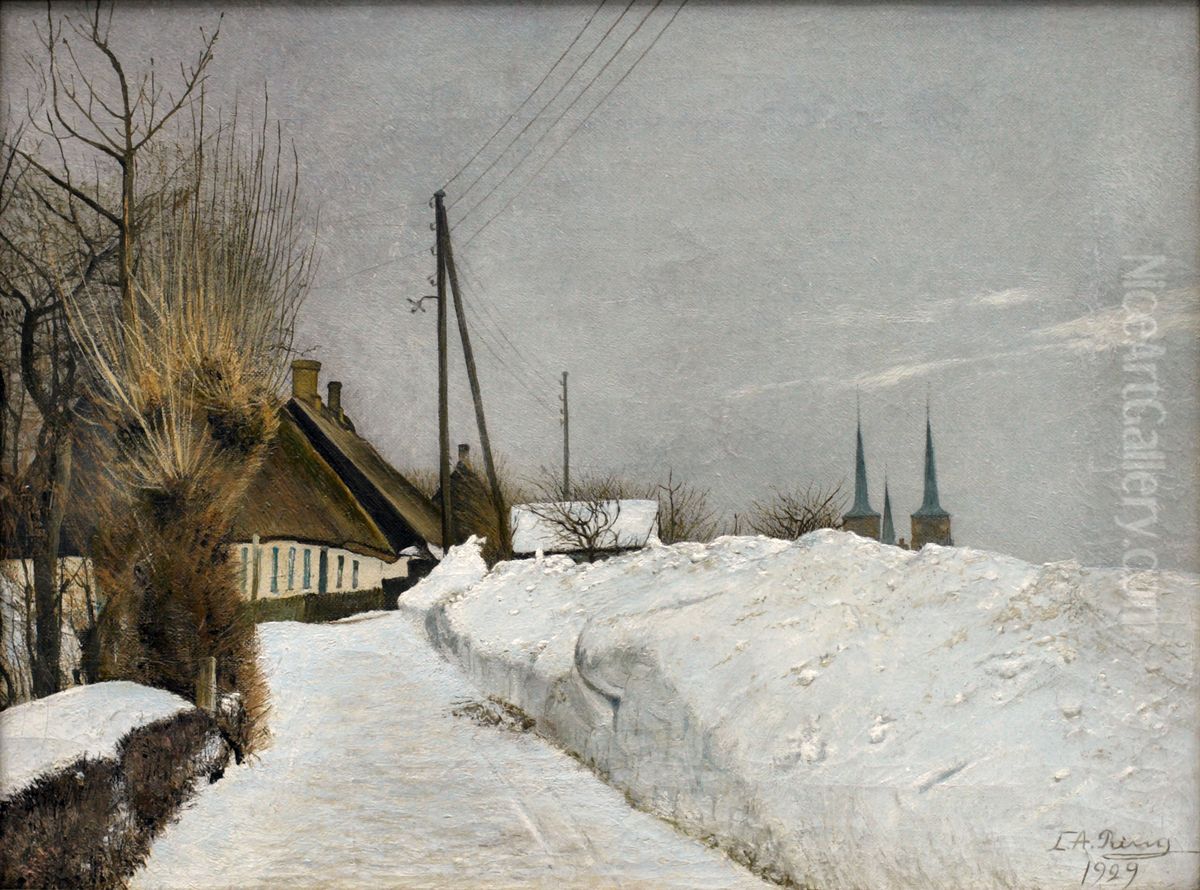 Vinterdag i Roskilde Oil Painting by Laurits Andersen Ring