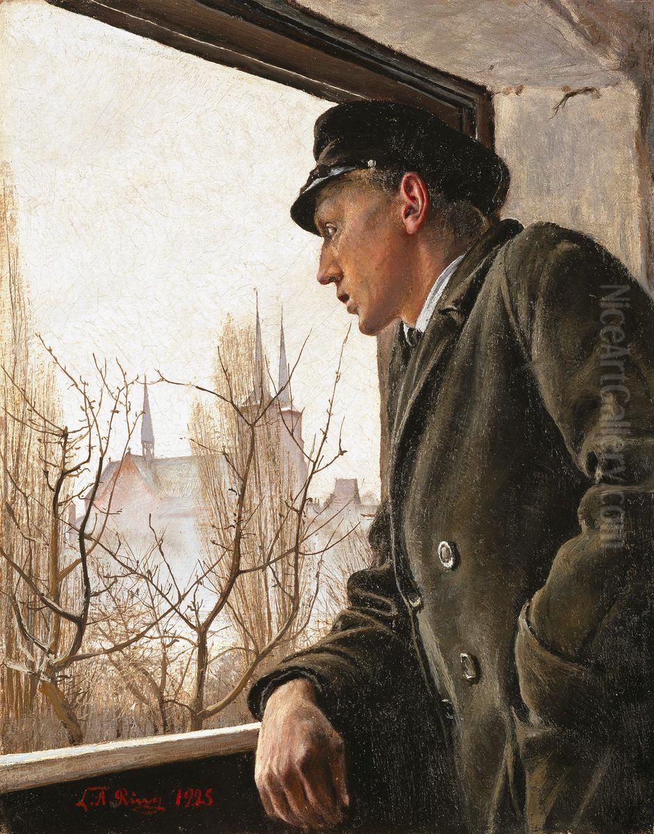 Ole Ring looks over Roskilde Oil Painting by Laurits Andersen Ring