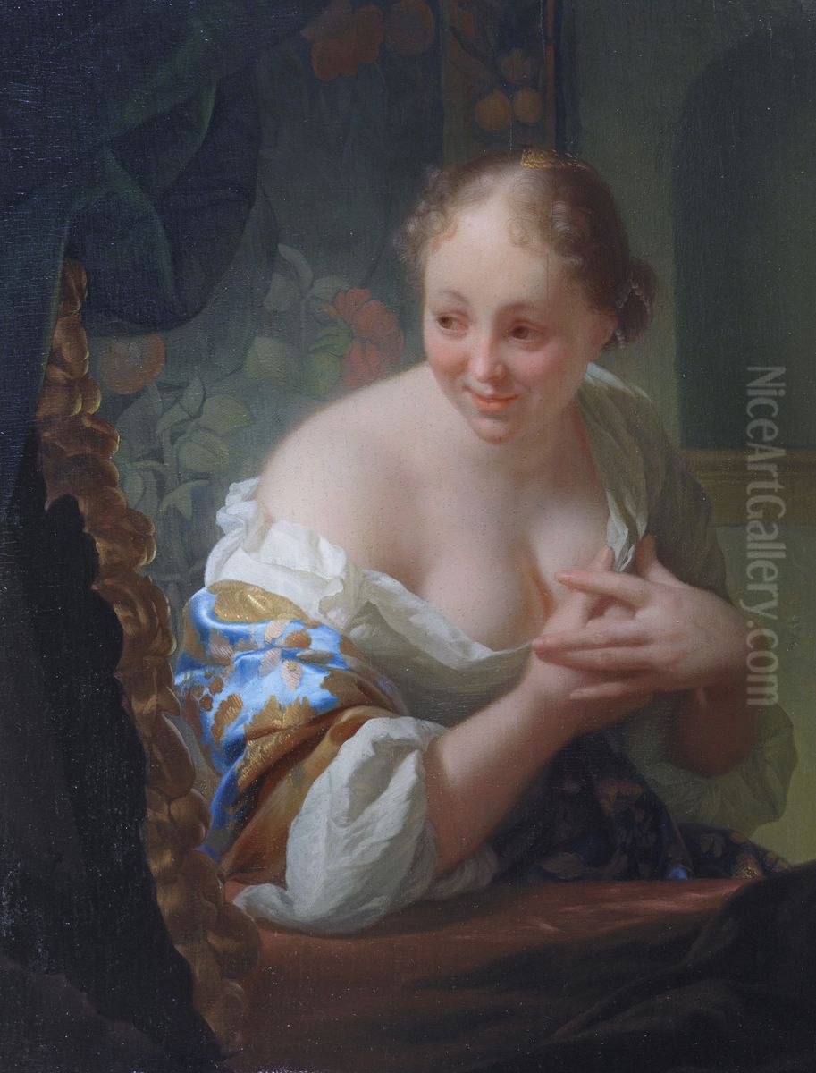 Young woman in front of a mirror Oil Painting by Godfried Schalcken