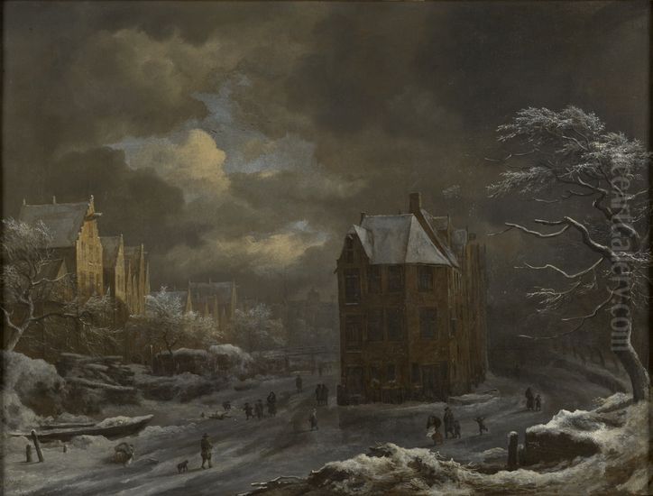 Winter View of the Hekelveld in Amsterdam Oil Painting by Jacob Van Ruisdael