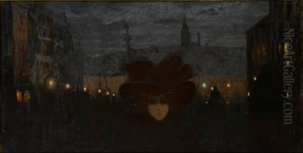 Cma nocna Oil Painting by Leon Kaufmann