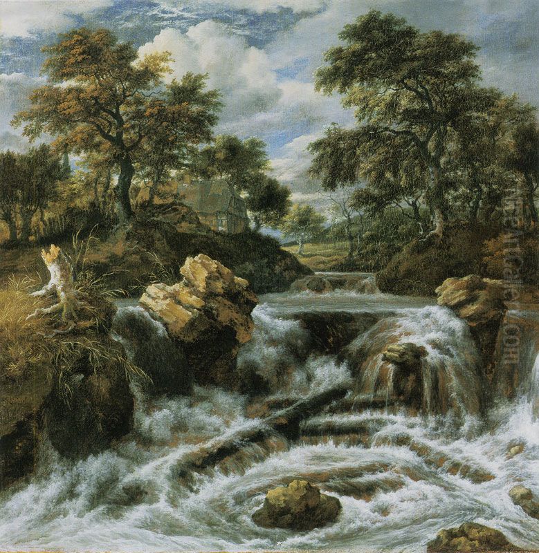 Wooded landscape with a water fall Oil Painting by Jacob Van Ruisdael
