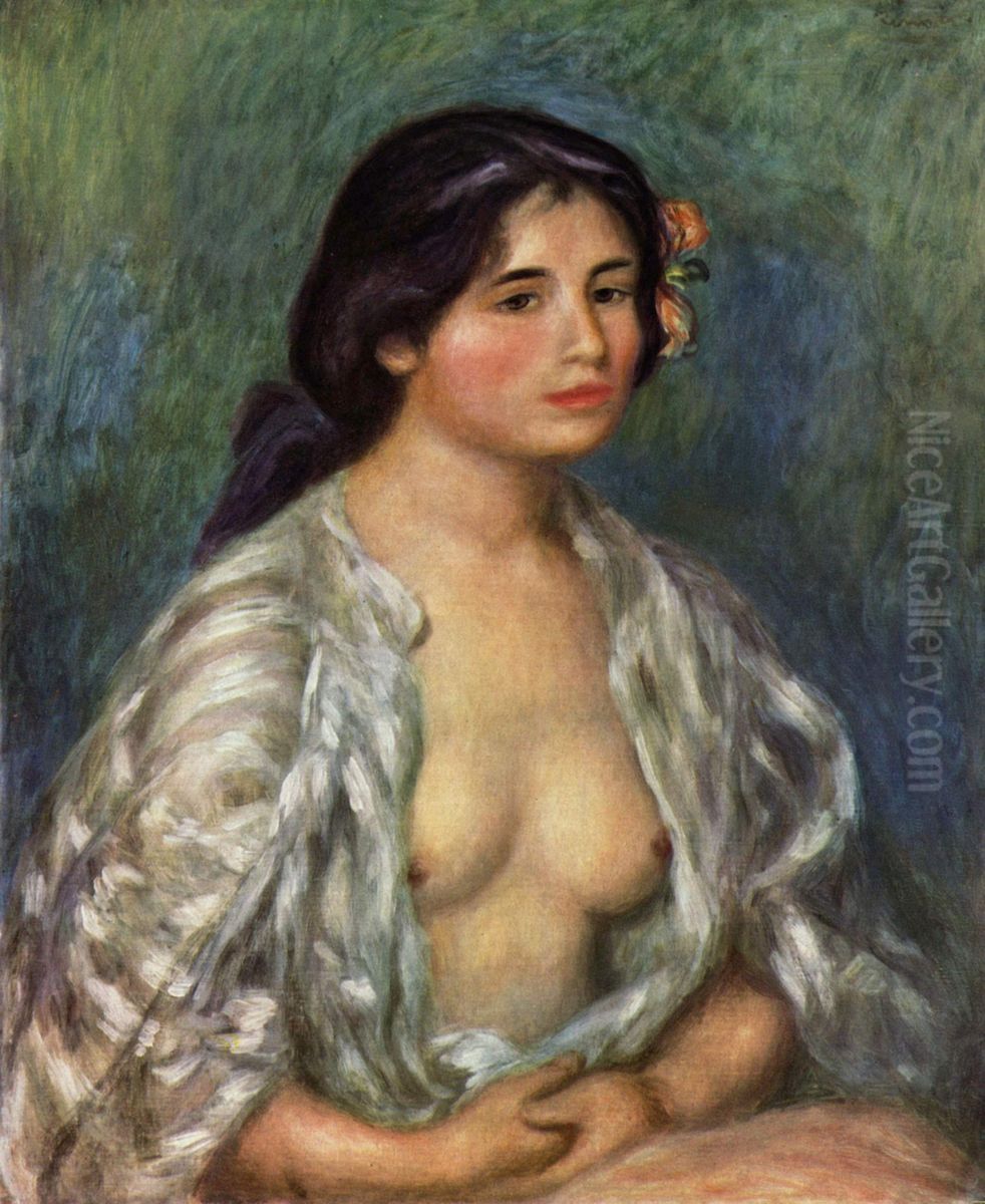 Gabrielle a la chemise ouverte Oil Painting by Pierre Auguste Renoir